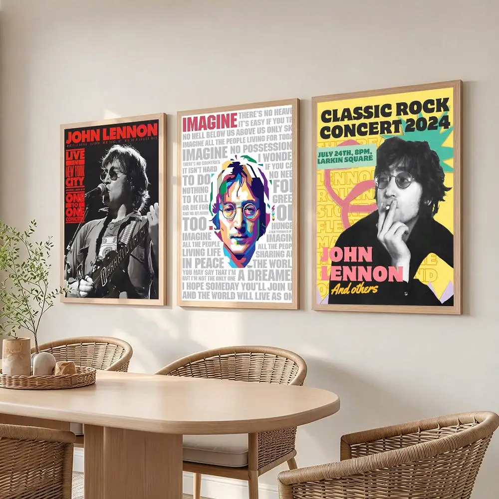 music John Lennon Poster Poster HD Frameless Creamy Style Home Decor Wall Art for Living Room Bedroom Gift