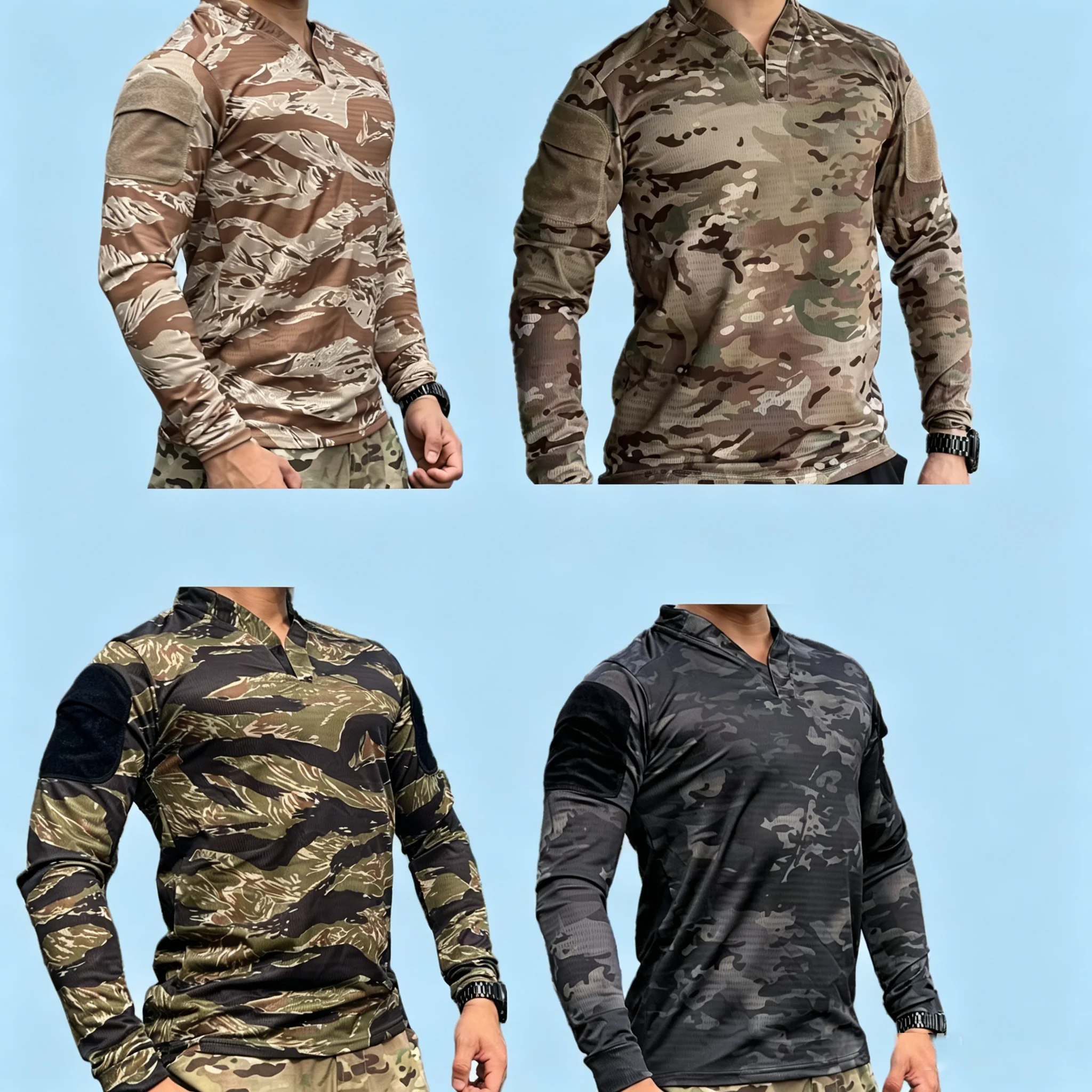 vs-長袖タクティカルtシャツ-アウトドアスポーツ-ハイキング-登山-速乾性-通気性-vネックtシャツ-トップス