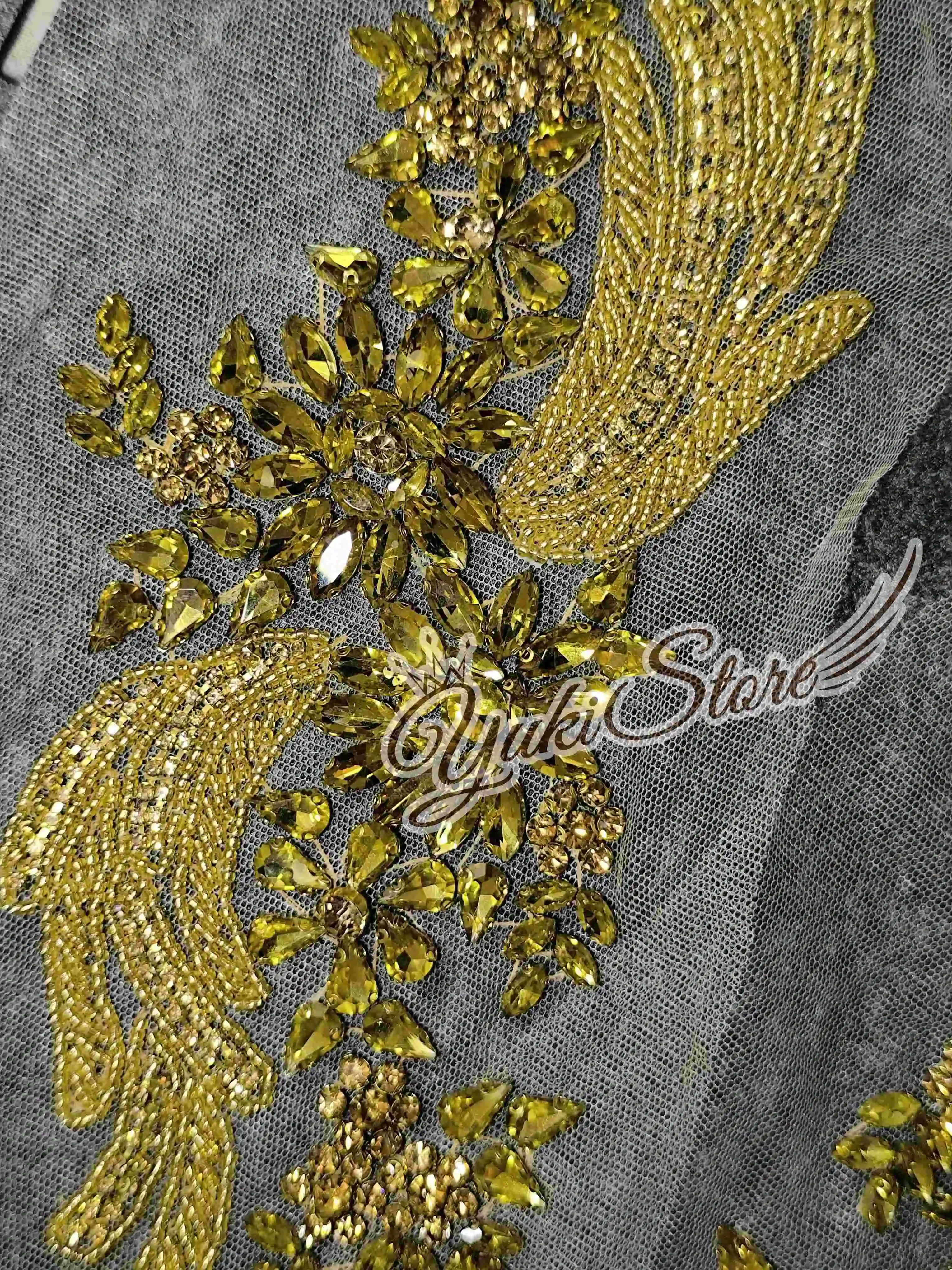 Small appliques Heavy bead 3d flower lace applique floral pearls embroidery bridal lace patch YK002