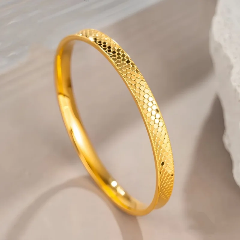 Real 18k GoldDragon Scale Bracelet for Woman Party Banquet Boutique Jewelry AU750 18K No Demolding Solid Bracelet Trend