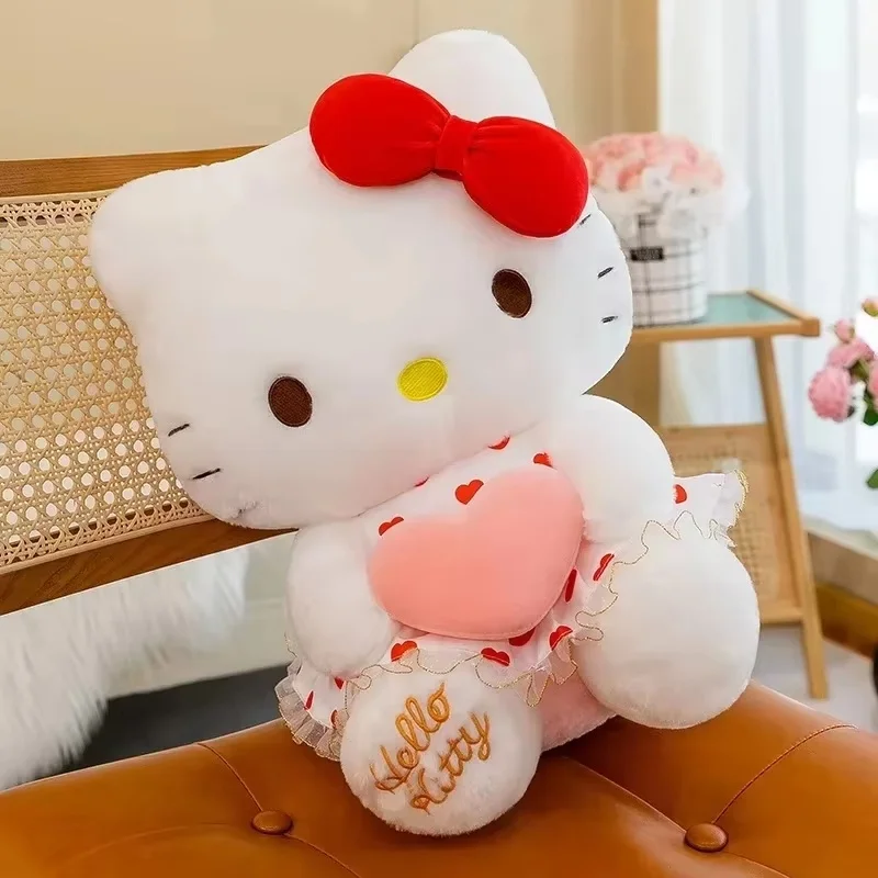 New Sanrio Cartoon Anime Gauze Dress Hello Kitty Plush Toys Large Sleeping Pillow Kawaii Soft Stuffed Doll Cute Kid Special Gift