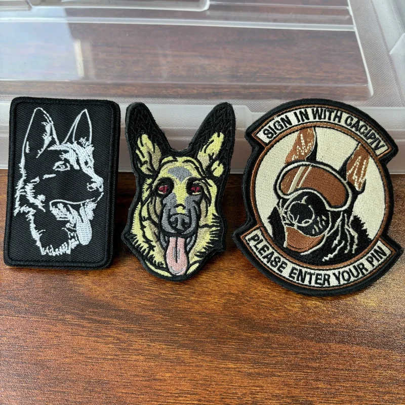 German Shepherd Embroidered Tactical Patches Hook&Loop Emblem Military K9 Goggles Dog Morale Badge Backpack Stickers