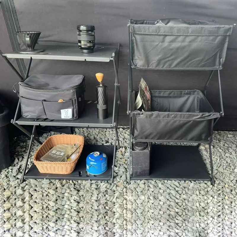 

Portable Folding Shelf - 3 Tier Storage Rack Organizer for Camping Gear, Outdoor BBQ, Picnic Supplies, Multifunctional