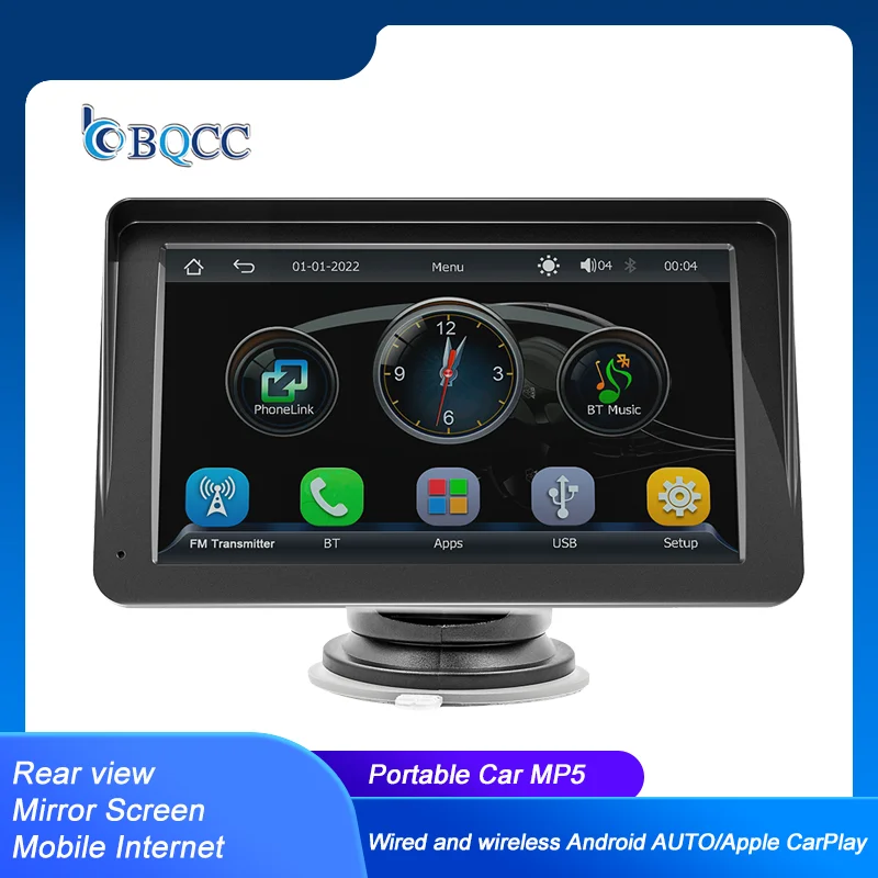 

BQCC 7 Inch Portable MP5 CarPlay Android Car Radio Multimedia Video Player Touch Screen with USB AUX for Reversing Image