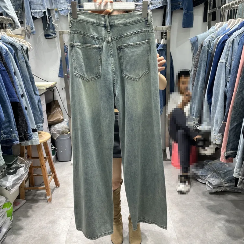 2024 Lente Nieuwe Lange Jeans Voor Vrouwen Losse Slank Ontwerp Modieuze Kleine Poppendecoratie Trendy Wijde Pijpen Broek