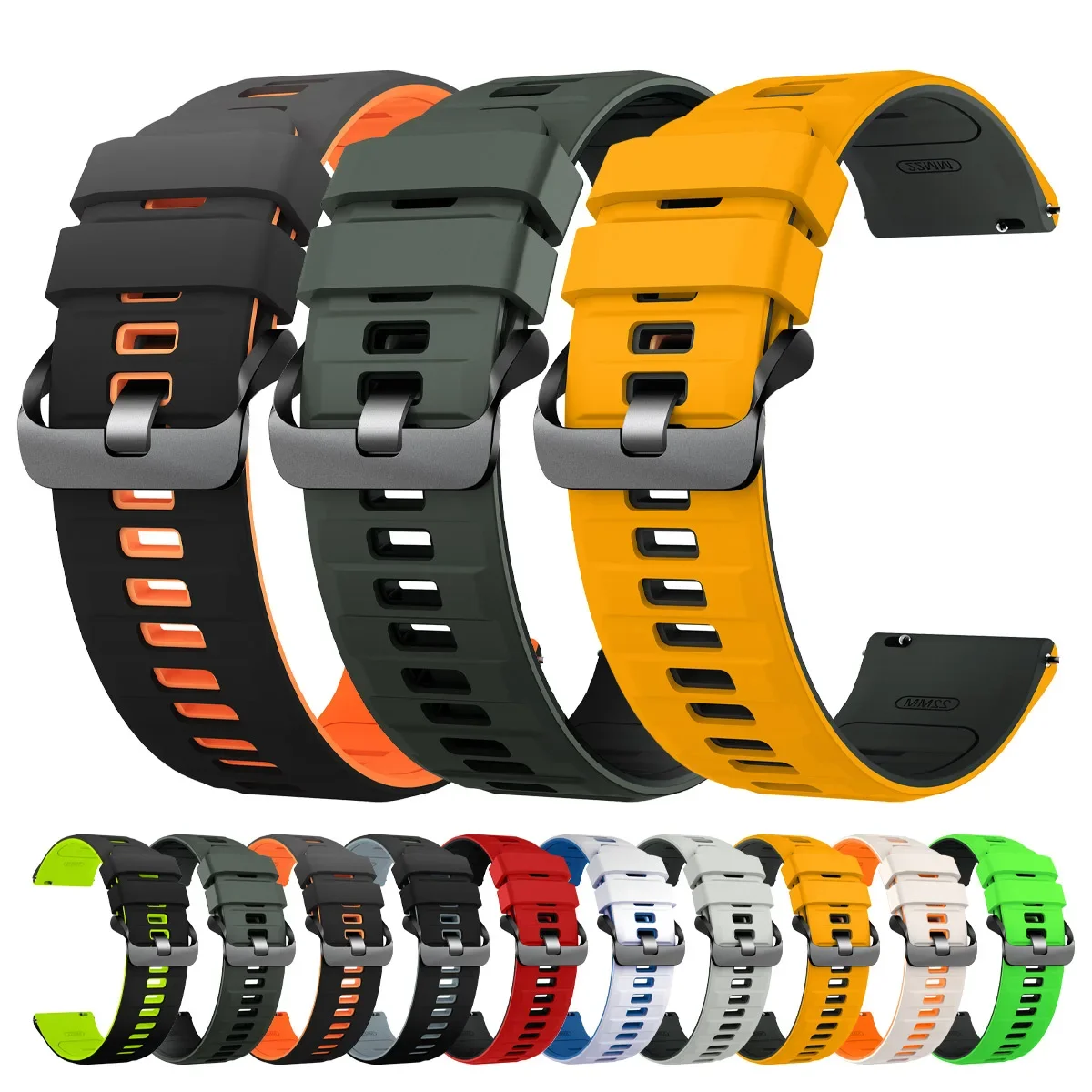 22/20mm Watch Band For Amazfit Cheetah 2 Ultra 48mm/BALANCE 2 Silicone Strap for Amazfit Bip 6 5/GTR 4 3 2/GTS 4 2 Bracelet Belt