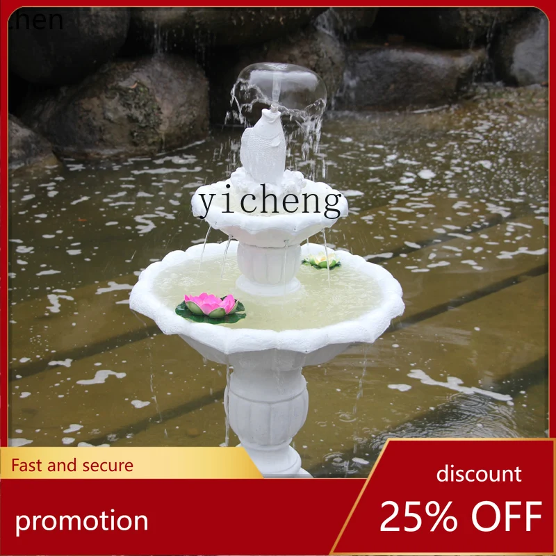 

HXL retro old running water fountain decoration outdoor courtyard garden floor fish pond rockery waterscape ornament