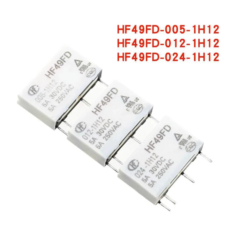 10 Stks/partij HF49FD-005 012 024 1h11 1h 11T 1h 12 T 4pin 5a 5V 12V 24V Nieuw Relais