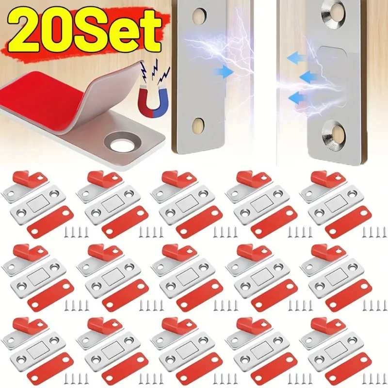 20/1Set Invisible Magnets Cabinet Catches Strong Magnetic Door Stopper Patch Adhesive Furniture Drawer Window Door Closer Latch