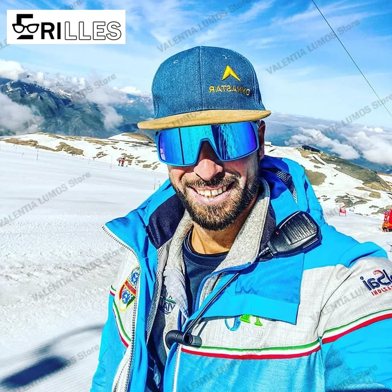 نظارات ركوب الدراجات الملونة الجديدة للرجال من قطعة واحدة نظارات شمسية أوروبية وأمريكية على الموضة نظارات شمسية رياضية خارجية