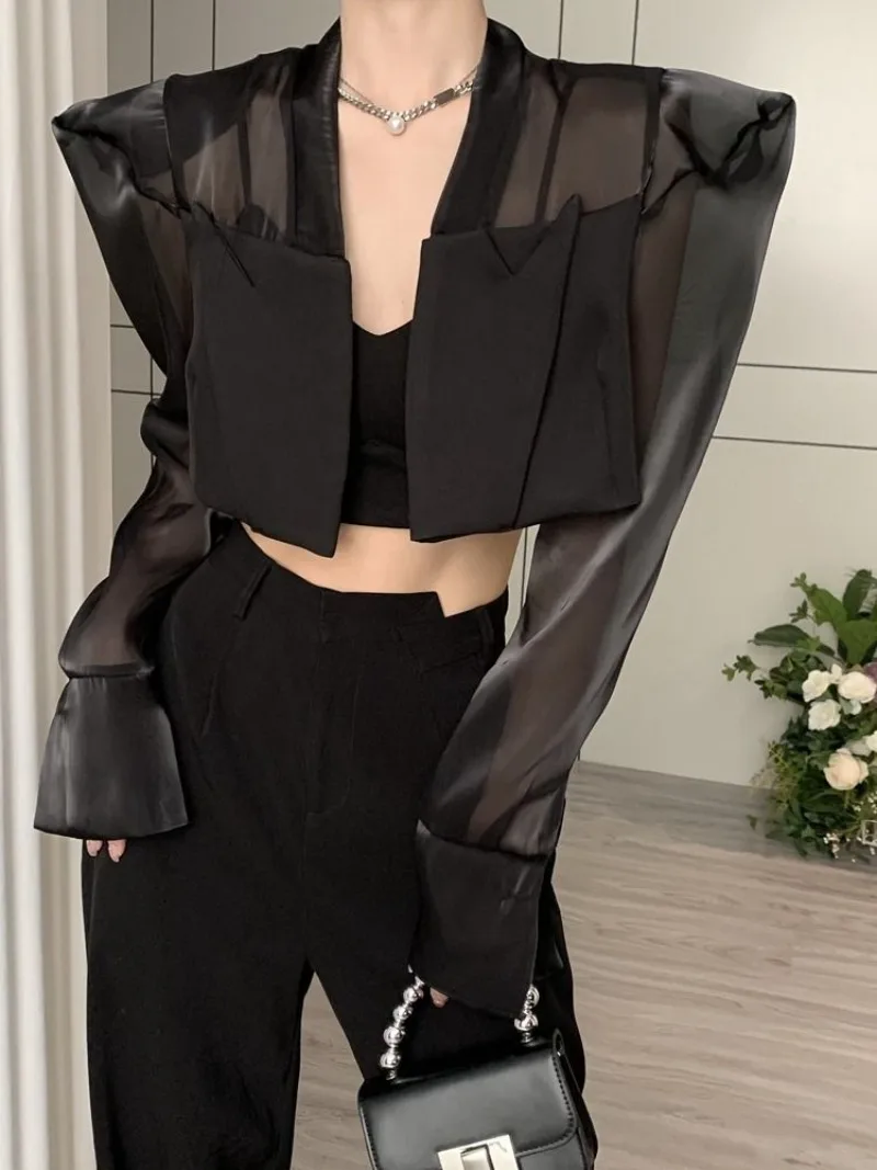 

Miiiix Fashionable Short Three-dimensional Shoulder Padded Suit Cardigan 2024 Women's Design Sense Thin Short Jacket Trend