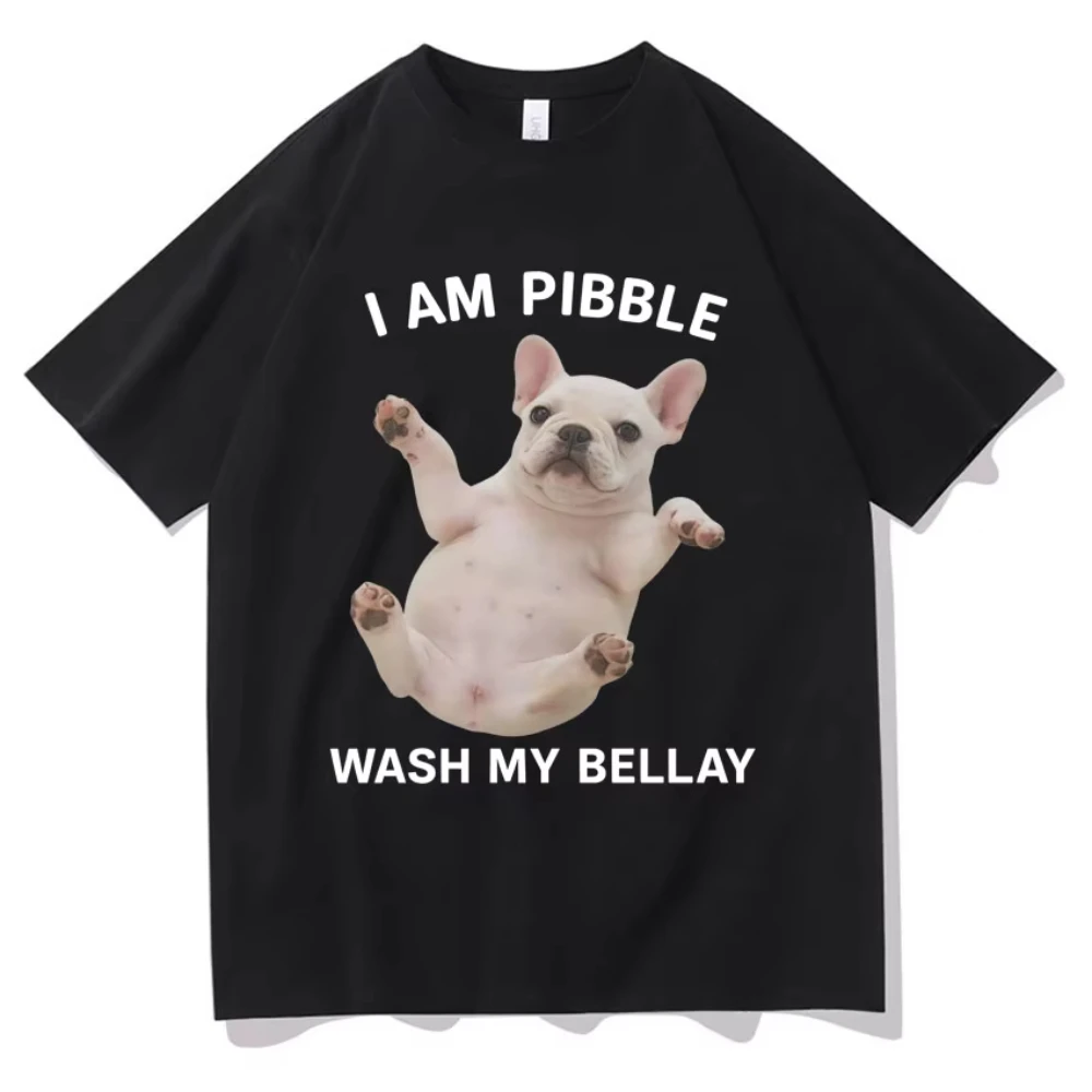 

Забавные футболки с надписью «I Am Pibble Wash My Belly», Harajuku Meme, эстетический юмор, мужские хлопковые футболки с короткими рукавами, повседневные уютные футболки Y2K для подростков