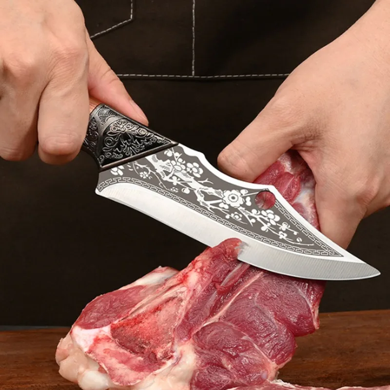 WXCOO Hand Forged Meat Cleaver with Cover Kitchen Knife Household Vegetable Slicing Fruit Knife Cooking Cutter Tool for Kitchen