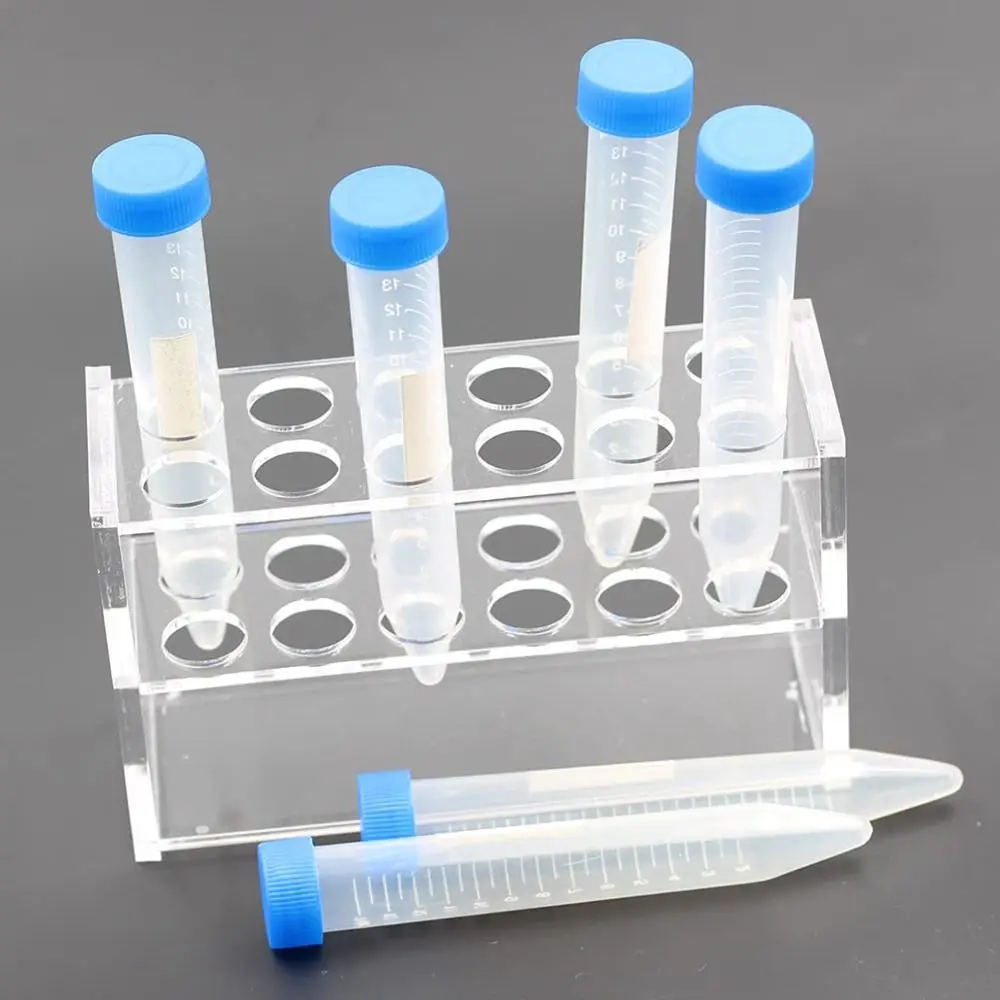 Test Tube Rack Holder Lab Stand 12 Sockets Clear Acrylic Rack for 10ML Test Tubes 16mm Diameter