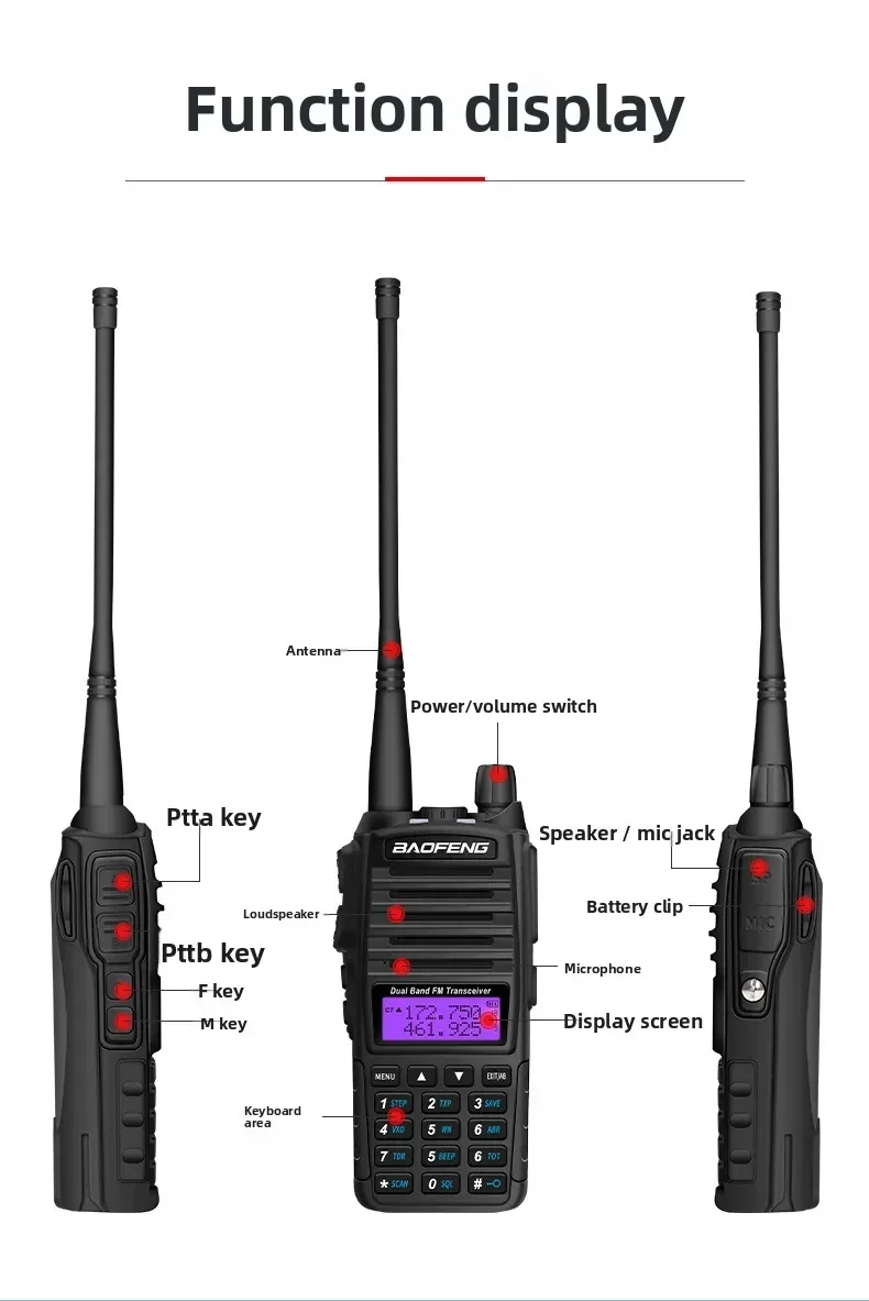 

Best Walkie-talkie BF-UV82 Double-segment Walkie-talkie UV82 Handset Dual-band Display Function