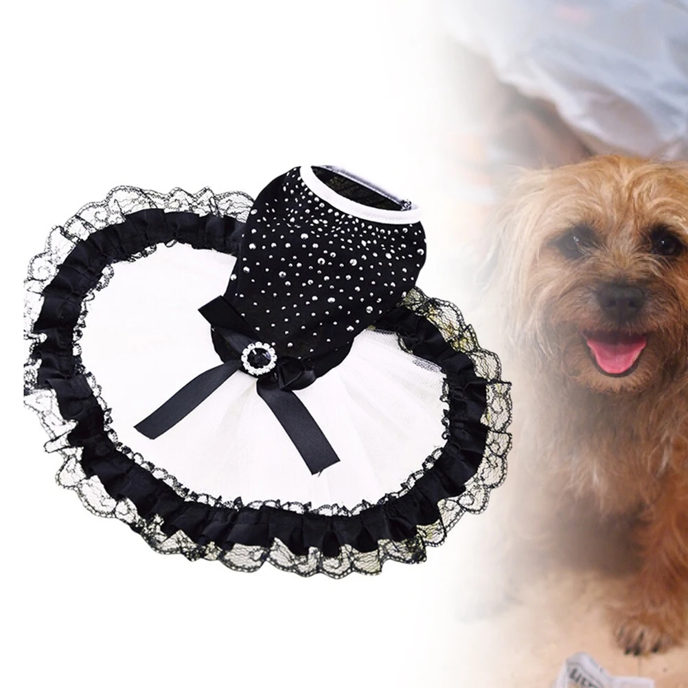 

Dress Small Pet Black Costume Tulle Skirt Wedding Outfit Xl Size Cute Warm Pet Clothes Daily Wear Sleep Photo