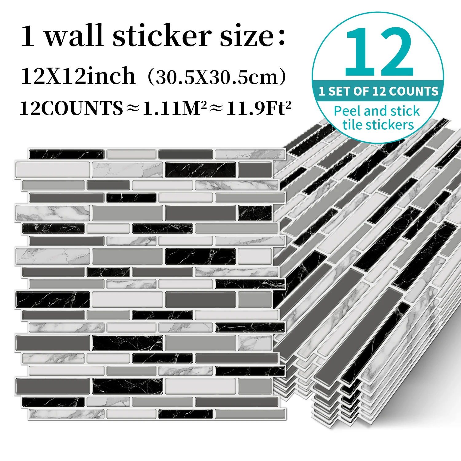 

4/8/12 Sheets Wall Tile Sticker White Self Adhesive Tiles Waterproof Vinyl Wallpaper Backsplash For Kitchen Living Room Bathroom