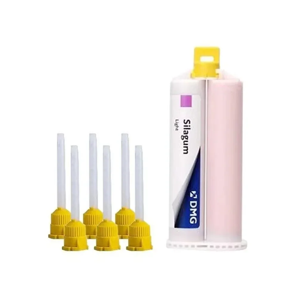 

2 шт., стоматологический DMG, серебряный, легкий вес, 50 мл, чернильная коробка, лайнер для постоянных протезов, частично фиксированный реставрационный материал, инструменты