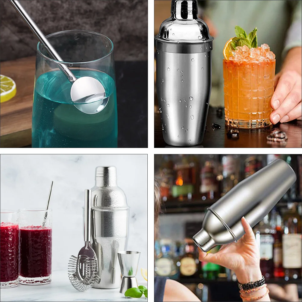 

5Pcs Food-Grade Stainless Cocktail Shaker Set Bartender Tools Measuring Jigger Strainer Ice Tong for Mix Drinks