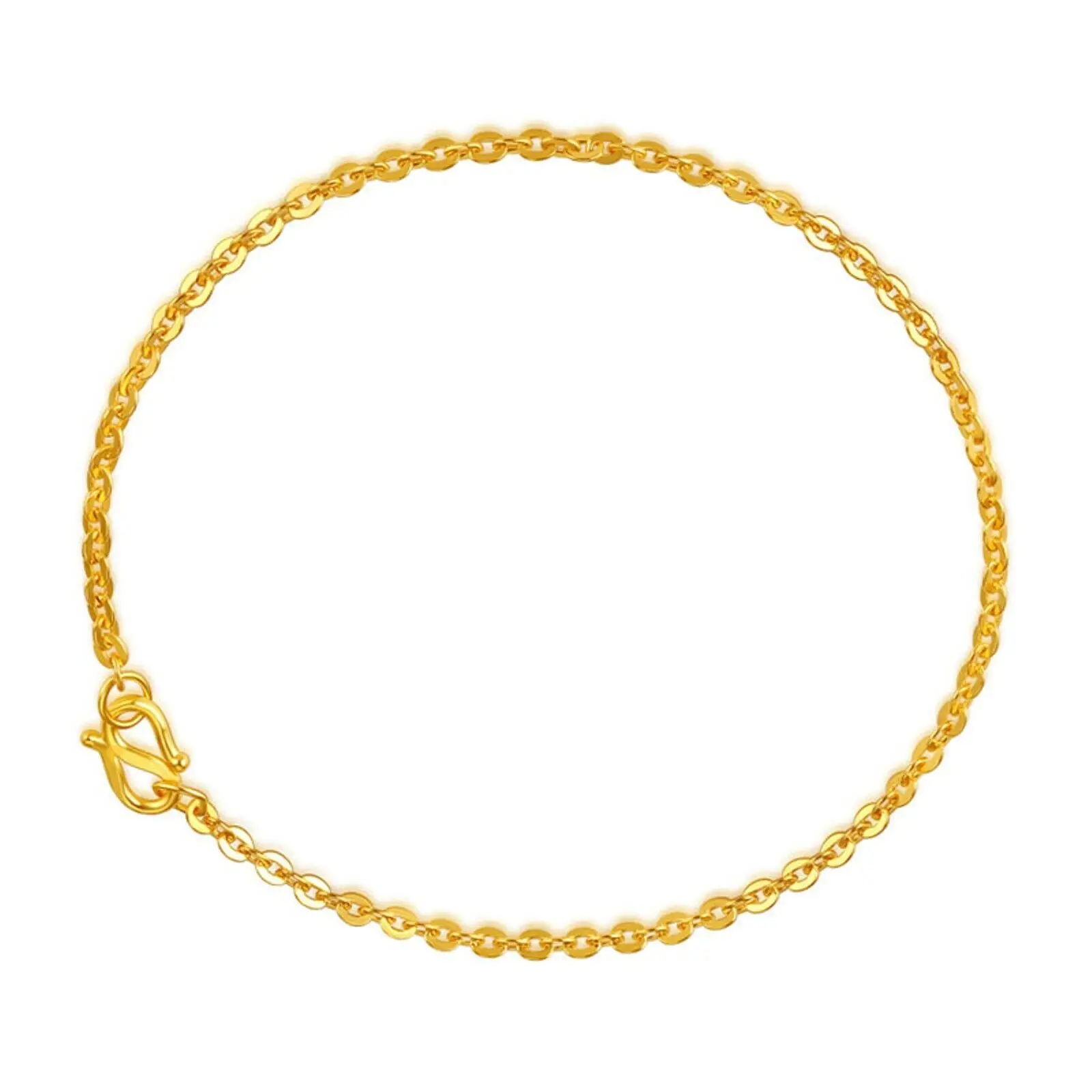 999 Pure 24K Yellow Gold Bracelet For Women Solid 5G Crafts Thin 1.3mm/1.7mm Rolo Link Chain Bracelets 16-24cm Length