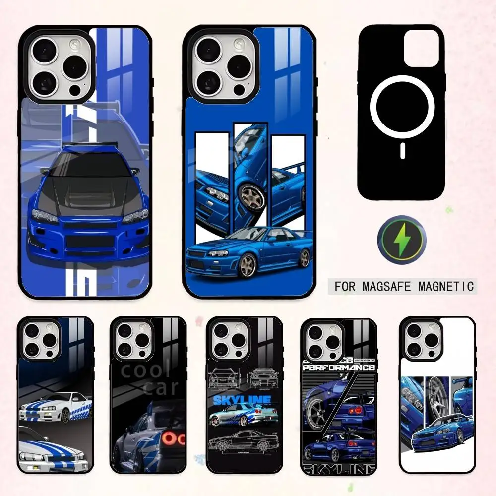 

Racing F-Fast And F-Furious R-R34 Phone Case For iPhone17,16,15,14,13,12,11 Plus,Pro Max Magnetic For Magsafe Wireless Charging