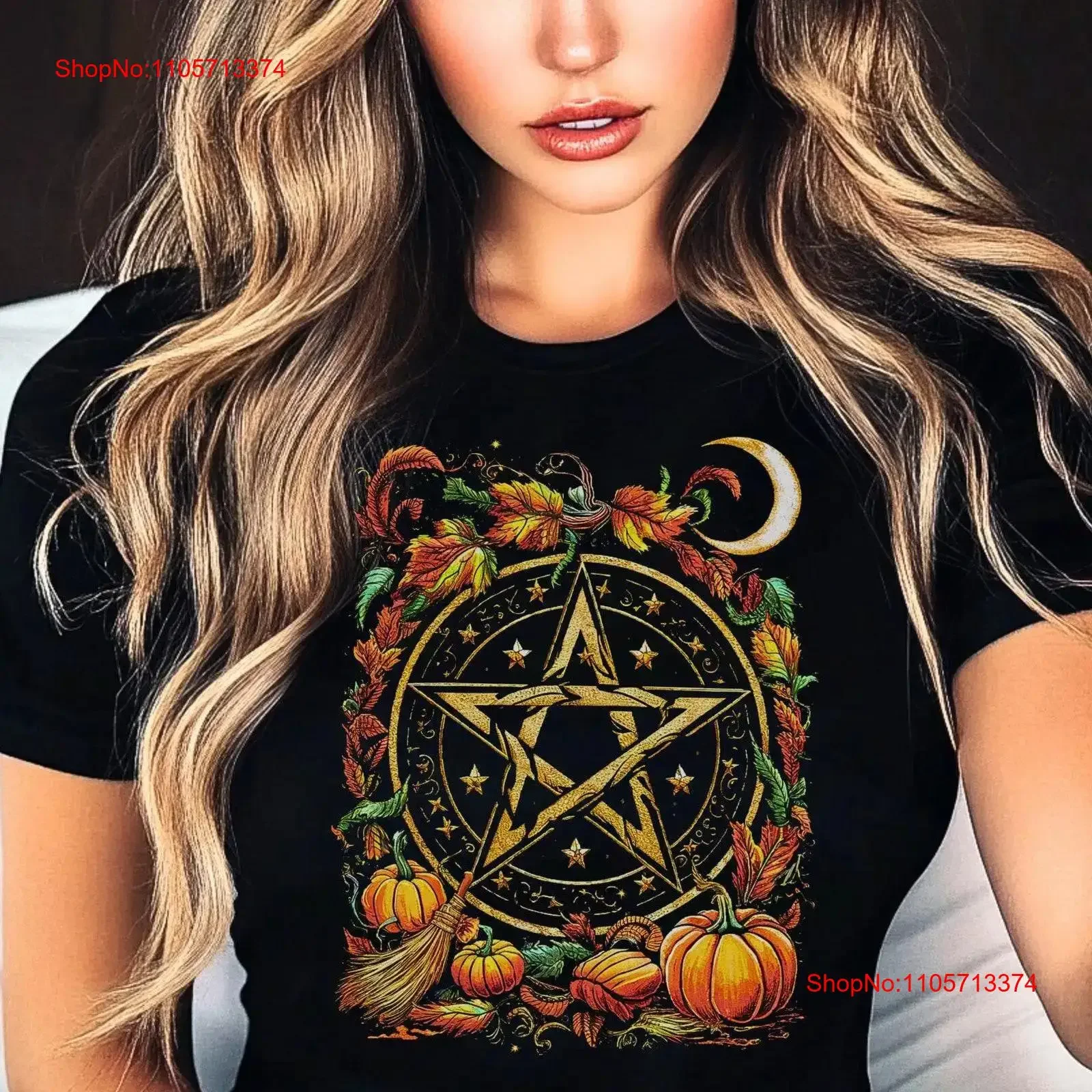 Pentagram T Shirt Gothic Flora Ancient Symbol Magical Pentacle Natural Apothecary For Her vintage Washed homme Breathable