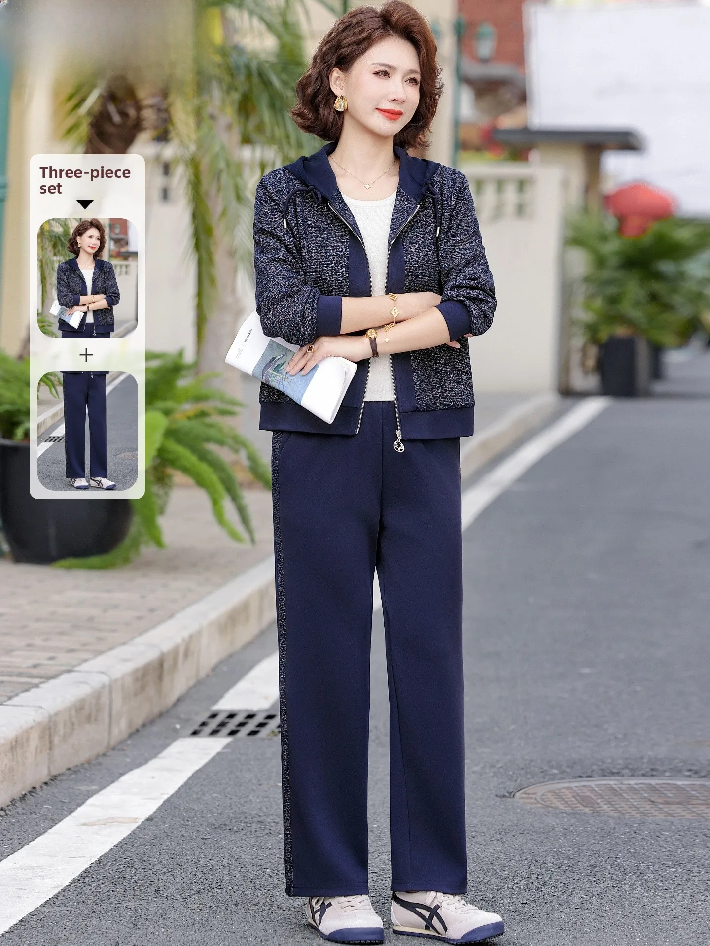 

Spring Collection Mommy Casual Hoodie Sportswear Set New 2026 plus Size Top for Middle-Aged And ly Women Two-Piece Set