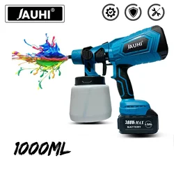 JAUHI 1500 W 1000 ml kabellose elektrische Spritzpistole mit Batterie, Haushaltsdesinfektion, Sterilisation, tragbares Farbspritzgerät