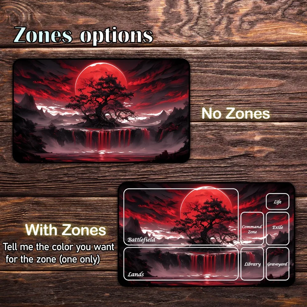 Blood Moon Tree - Tapis de jeu pour MTG, Zones & Seam Options, tapis de bureau, tapis de souris, tapis de gaming