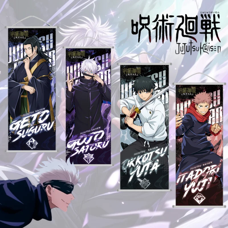 

Jujutsu Kaisen Satoru Gojo Yuji Itadori Anime Pattern Personalized Hanging Poster Creative Scroll Decorative Poster Holiday Gift