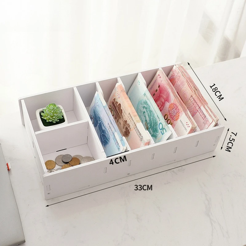 2026 Desktop Coin Storage Box Coin Compartments Storage Box Paper Money Cash Drawer Organizer Rack Plastic Coin Box view 5