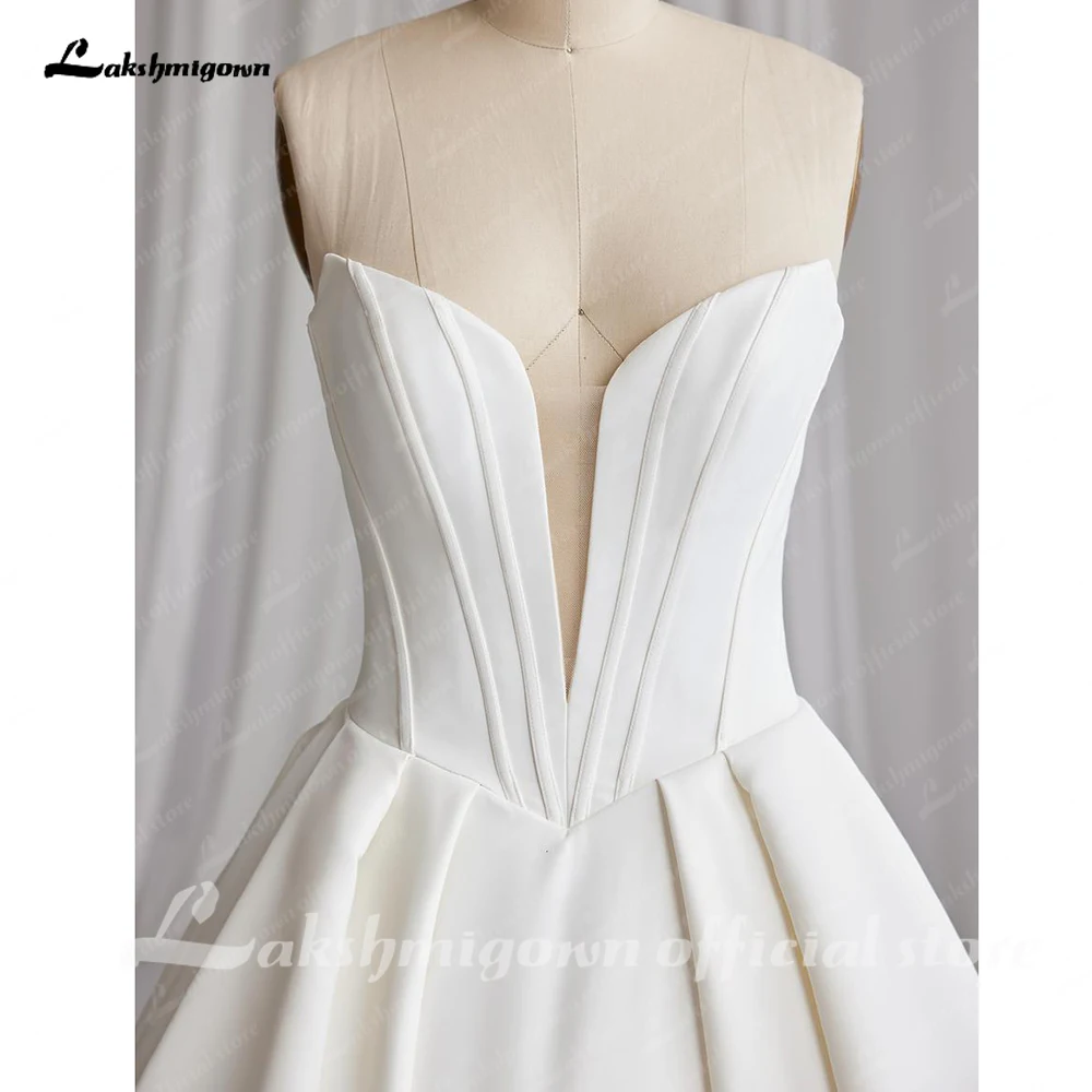 Lakshmigown Off The Shoulder Crepe Satin A-Line Bridal Gowns For Formal Party Floor Length Wedding Dress Vestidos Customized image 4