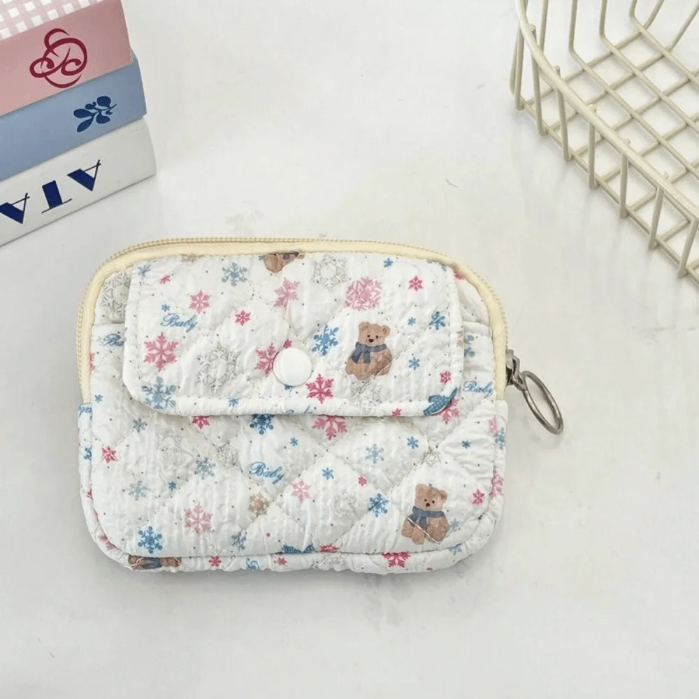 Cartoon Printing Mini Canvas Coin Purse Multifuctional Jewelry Packing Bag Small Lipstick Bag Card Holder Korean Style