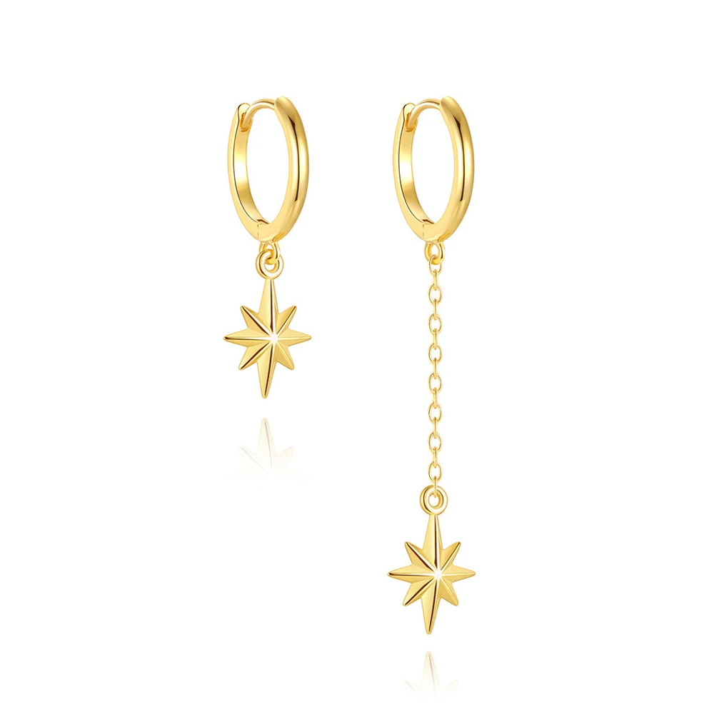 

TKJ серьги-кольца из стерлингового серебра 925 пробы со звездами, кулон-цепочка, асимметричные серьги с кисточками для женщин и мужчин, ювелирные украшения для рождественской вечеринки