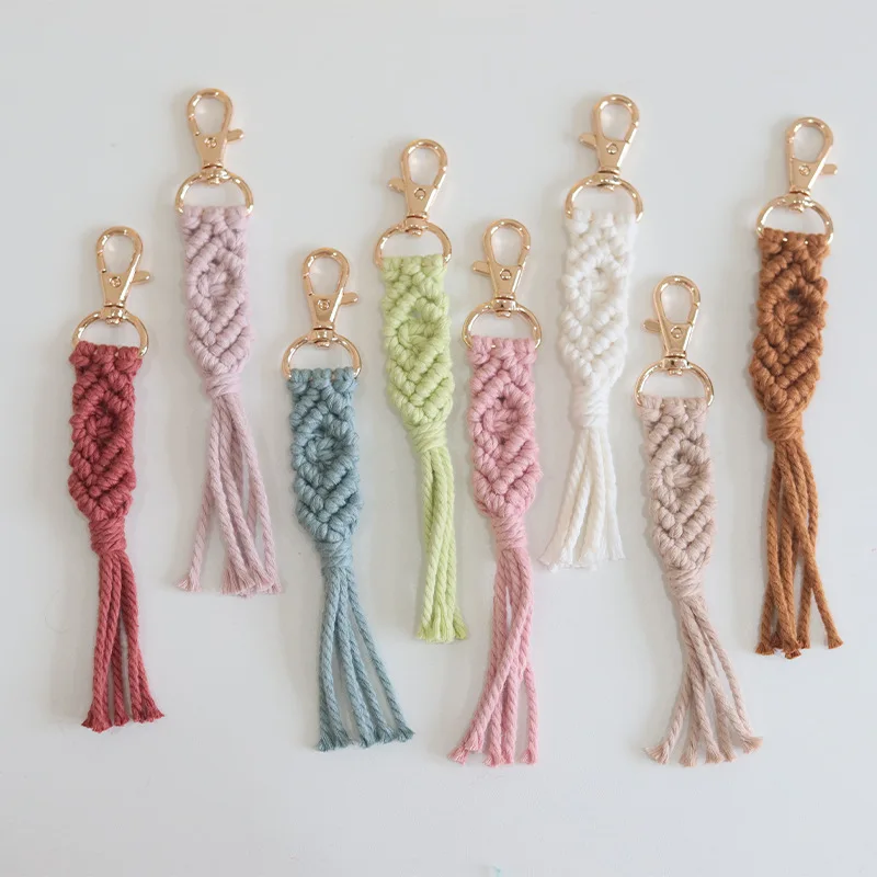 

1 шт. Подвеска для сумки ручной работы, брелок с кисточкой из хлопчатобумажной веревки, украшение в стиле ретро, европейский и американский брелок для ключей