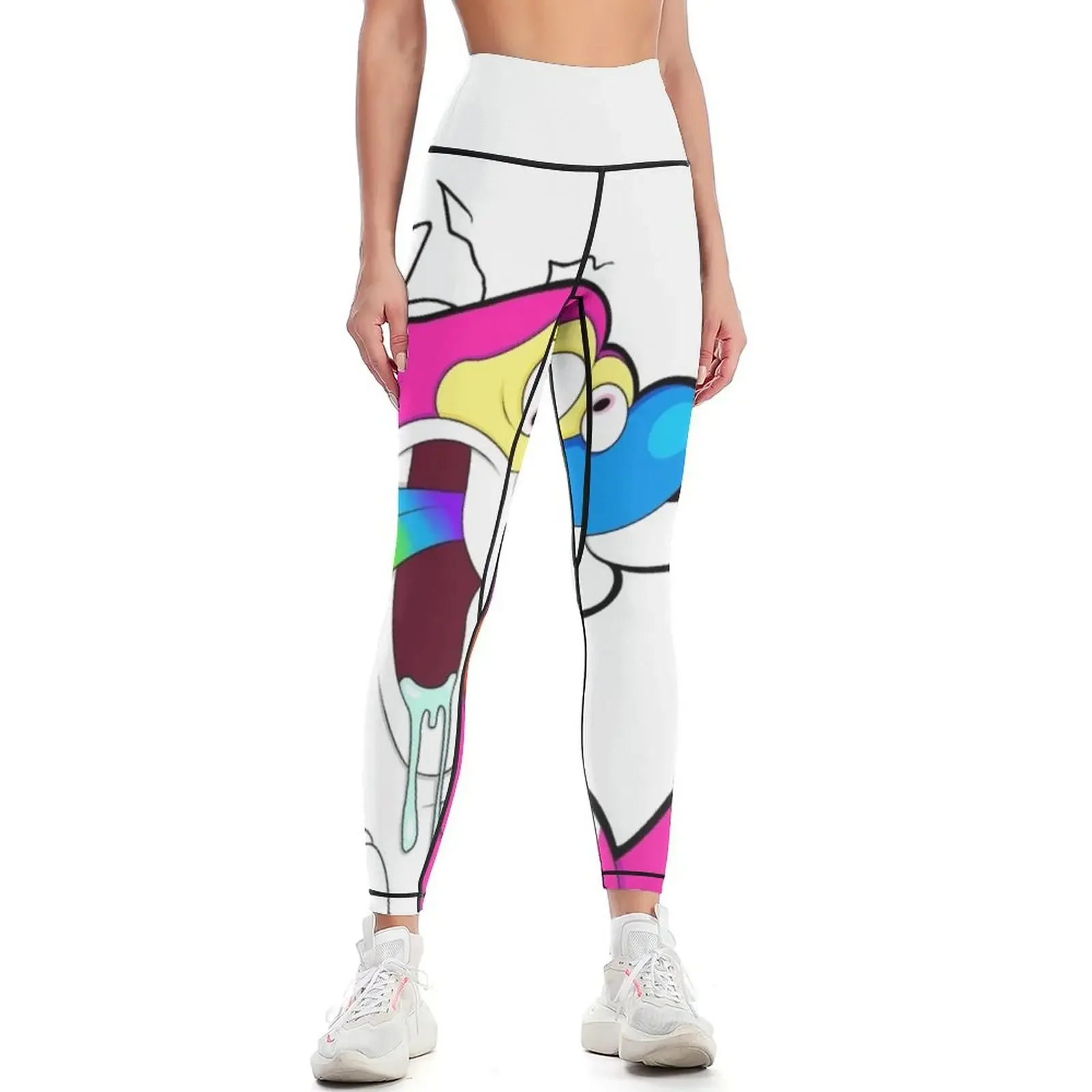 

Pink Stimpy tongue out Leggings Fitness's gym clothes sport pants Training pants for girls Womens Leggings