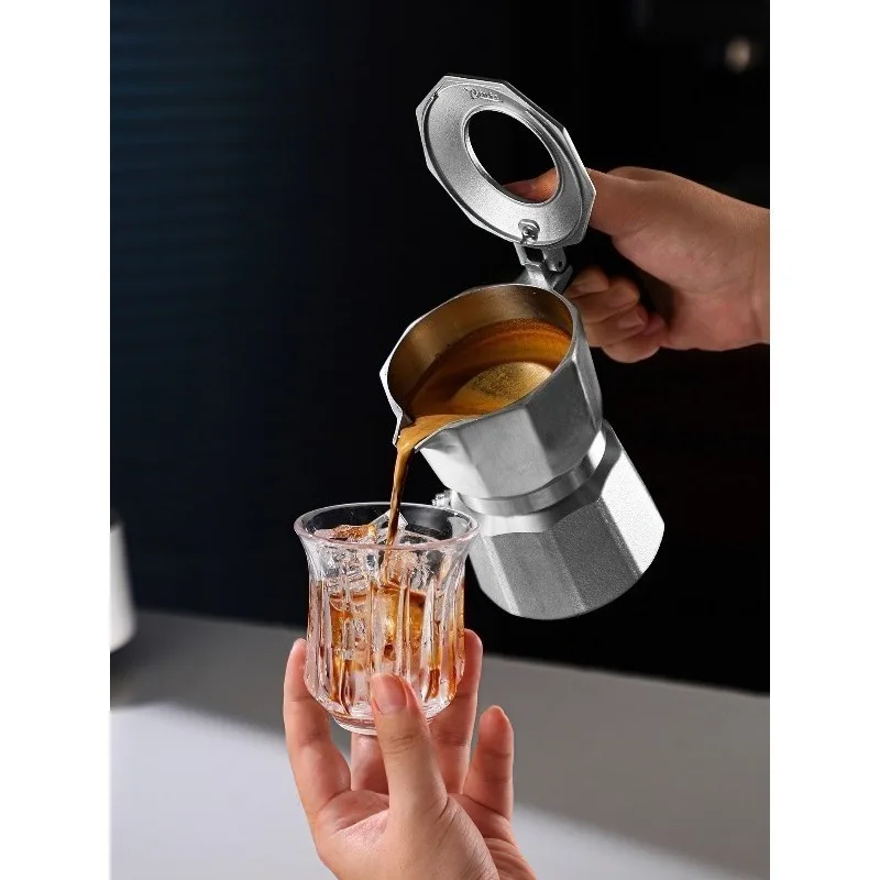 316 Stainless Steel Moka Pot with Coffee Powder Chamber, Extraction Coffee Pot, Espresso Machine