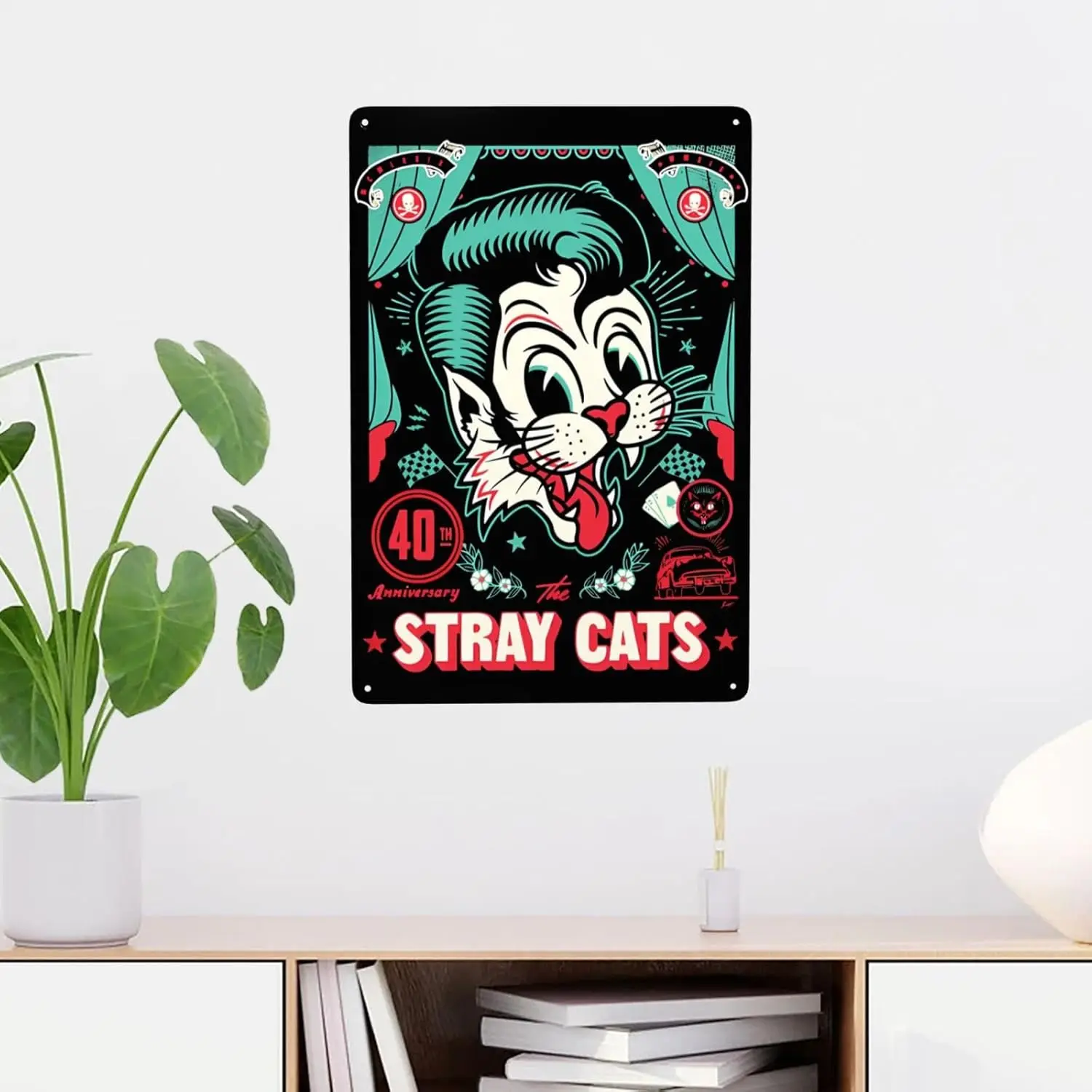 LichaoQian Stray Rock Cats Band Metal Tin Sign Vintage Metal Poster Home Bar Cafe Bedroom Wall Decor Gifts 8x12 Inch