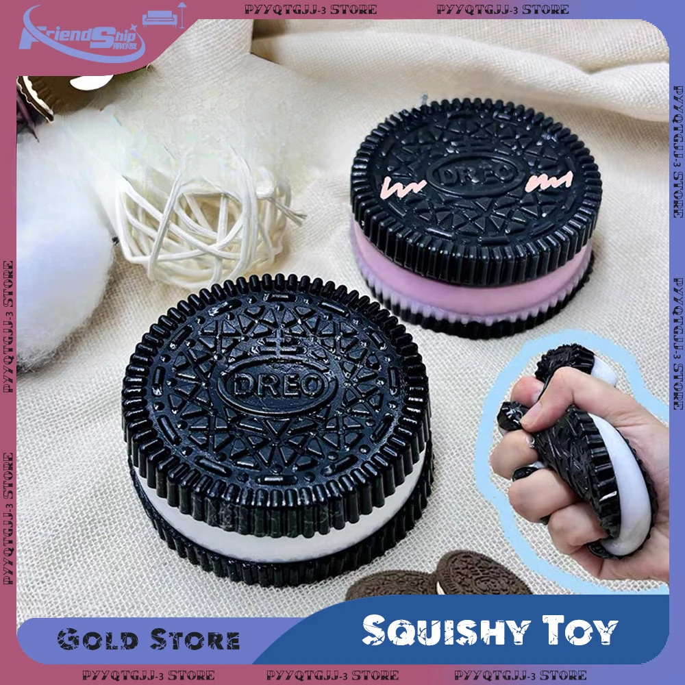 Soft Silicone Stress Pressure Relief OREO Squishy Toys Mochi Taba Squishy Simulated Cookies Fidget Toy Biscuit Pinching Toys