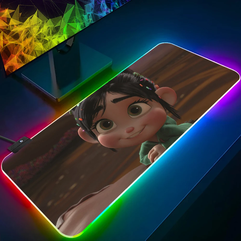 Wreck-It Ralph RGB PC Gamer Teclado Mouse Pad, LED incandescente Mouse Mats, Borracha Gaming Computer Mausepad