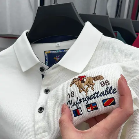 High end brand pure cotton long sleeve fashionable embroidered POLO shirt 2023 Autumn New Men lapel T-shirt Comfortable Soft Top