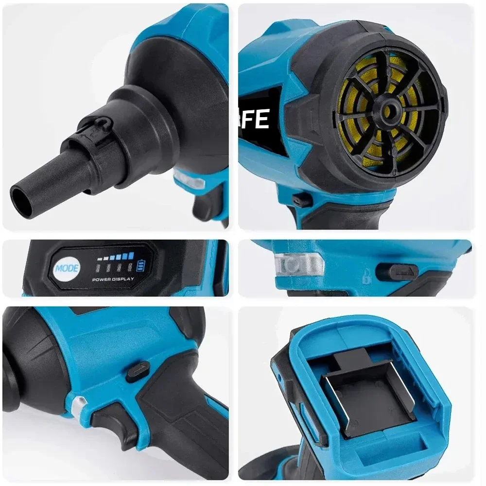 6IN1 Cordless Air Blower With Nozzle Dusting Machine Multifunction Dust Blower Inflator Vacuum Tool For Makita 18V Battery