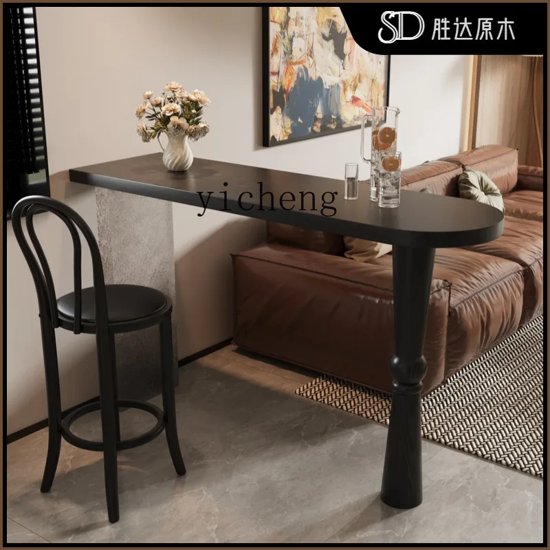 

XL high-end living room solid wood bar table sofa side wine bar table partition strip high table