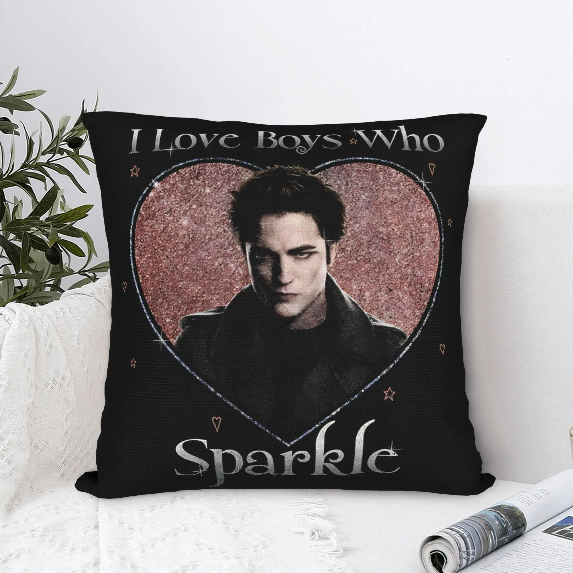 Soft Twilights Vampire Edward Cullen Pillowcase Polyester Cushion Cover Decor Sparkle Movie Throw Pillow Case Cover Home Zipper