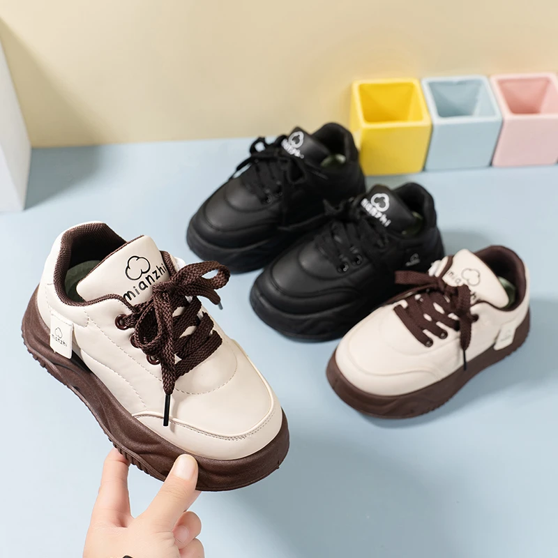 

2025 New Autumn/Winter Children's Shoes Girls' Sports Shoes Casual Fleece-lined Children's Cotton Shoes