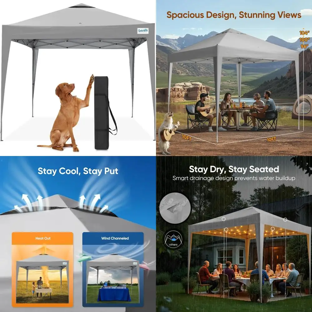 

Portable Instant Setup Canopy Tent, 10x10 Water-Resistant UV-Protected Gazebo, Ideal for Outdoor Activities for 1 Person