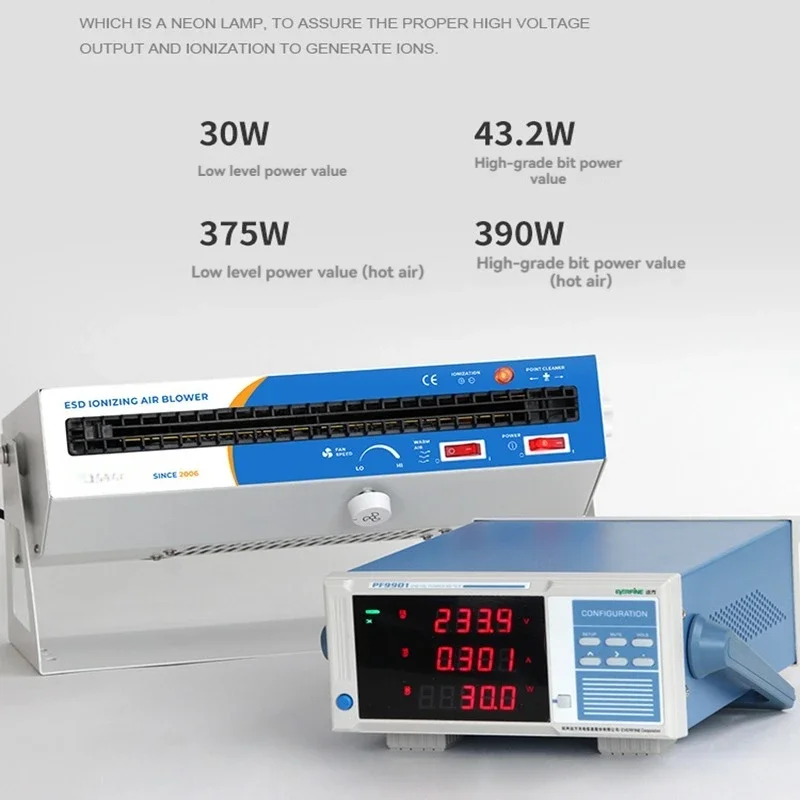 Benchtop Ionizing Air Blower for Static Elimination and Large-Area Industrial Dust Removal (with Warm Air Function)