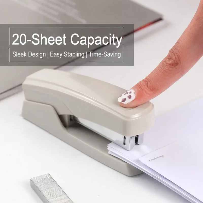 Minimalist Large Stapler, Labor-Saving Heavy Duty Stapler for 20-Sheet Capacity, Practical Paper Fastening Tool for Classroom &