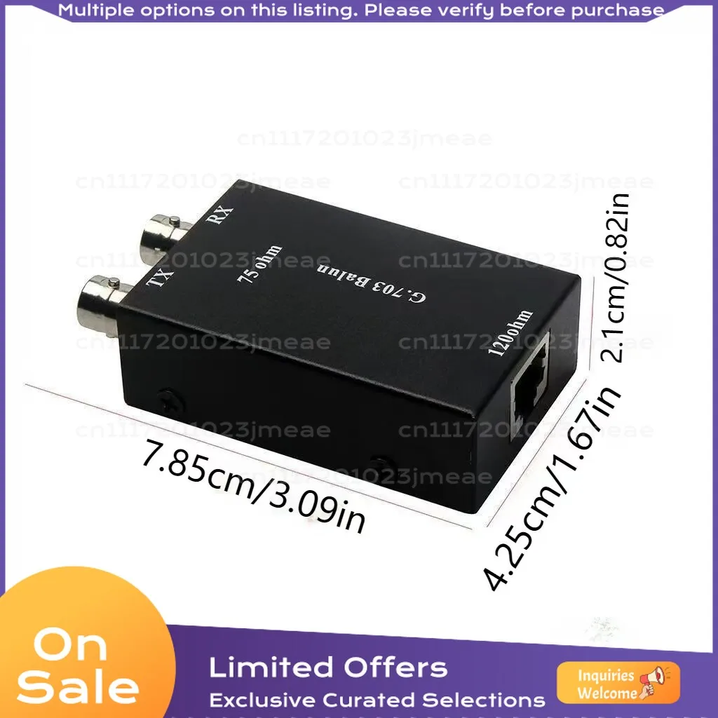 BNC to RJ45 E1 Converter, G.703 Impedance Transformer, 75 Ohm to 120 Ohm Coaxial Unbalanced to Balanced Converter