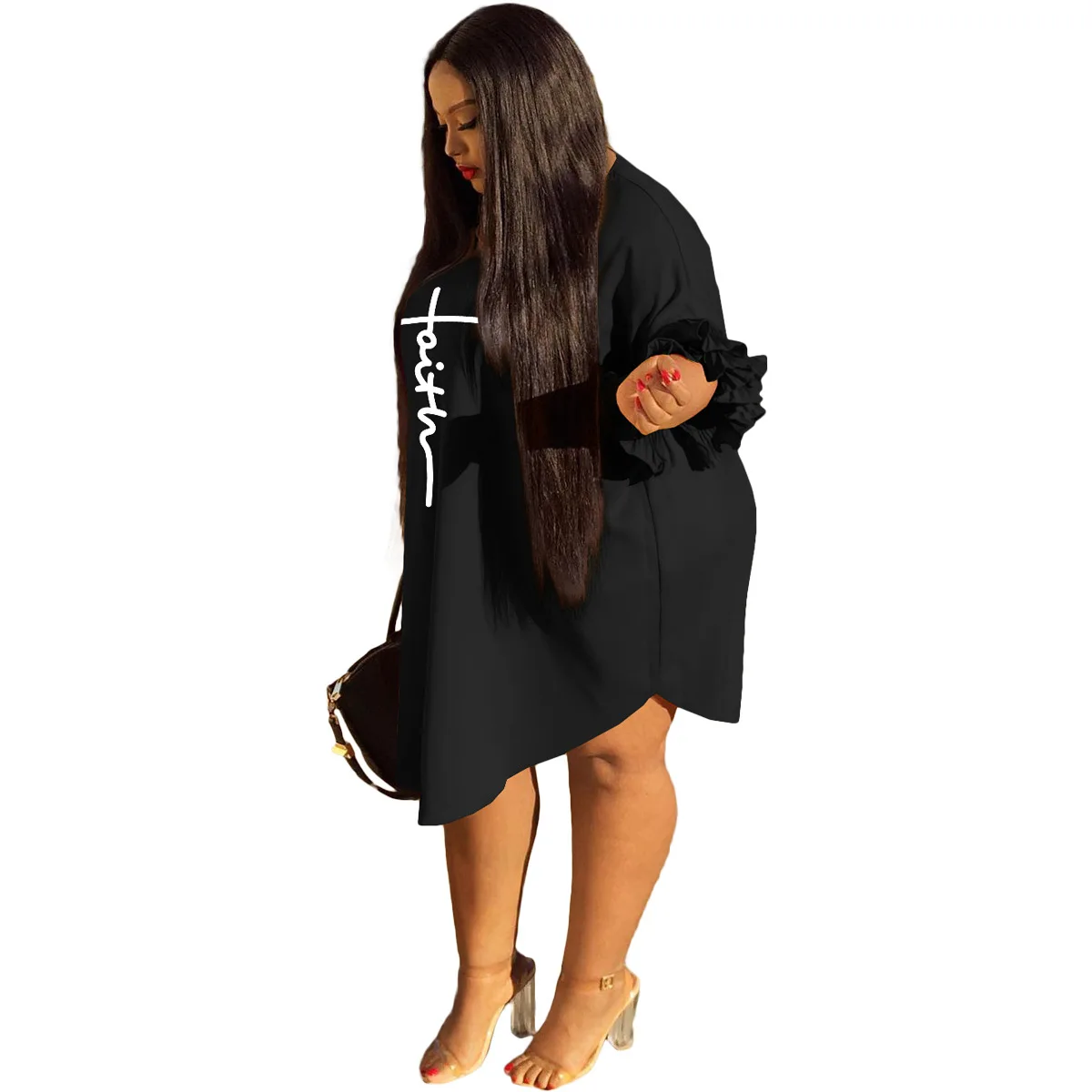 2022 roupas de verão plus size vestido de fé mulheres gordas casual plissado manga vestidos de cor sólida streetwear atacado dropshipping